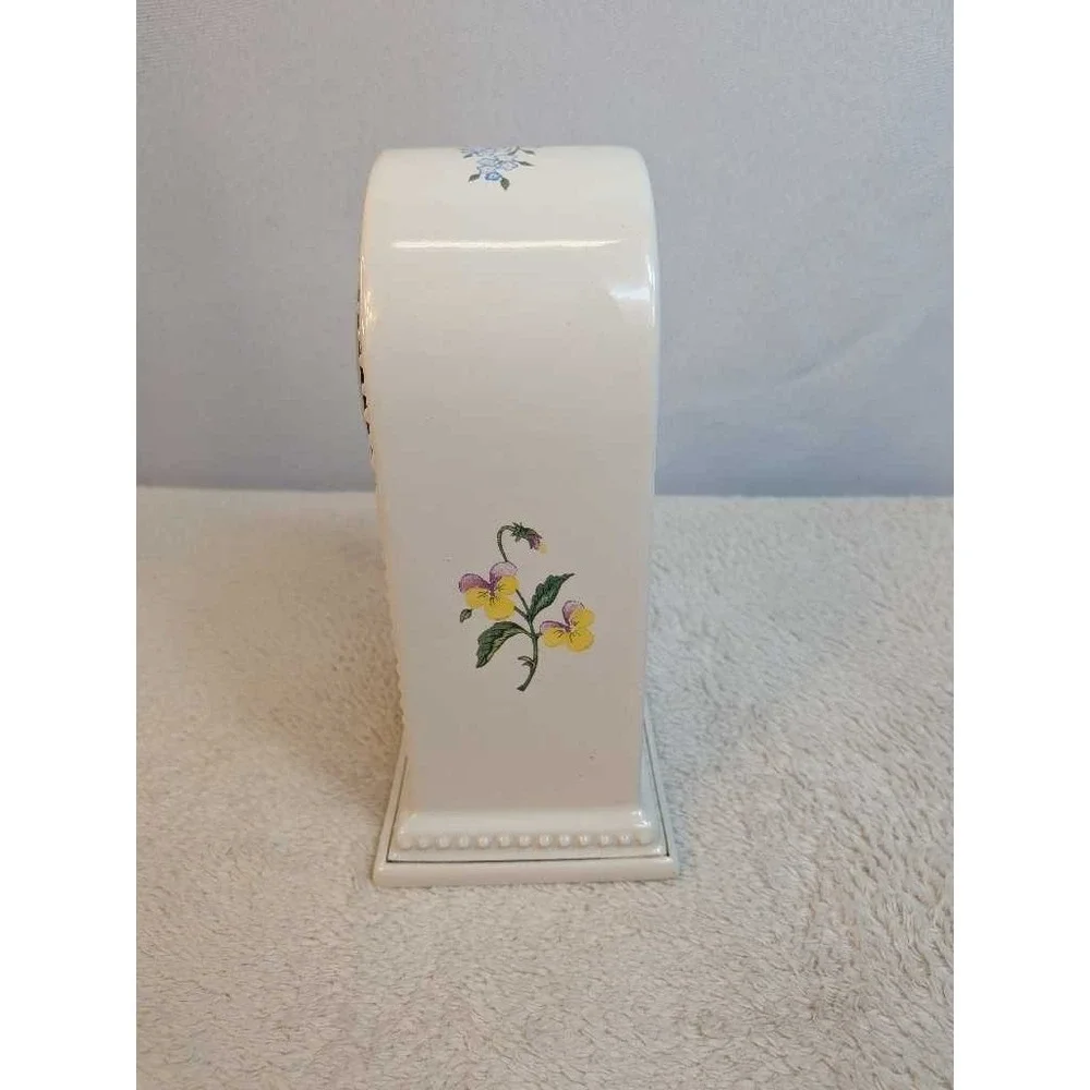 PS Limited Edition 1994 Floral Ceramic Mantle Clock Decorative White